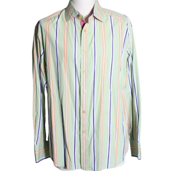 ROBERT GRAHAM SZ XL Men's Long Sleeve Striped Cotton Button Up Shirt - Picture 1 of 13